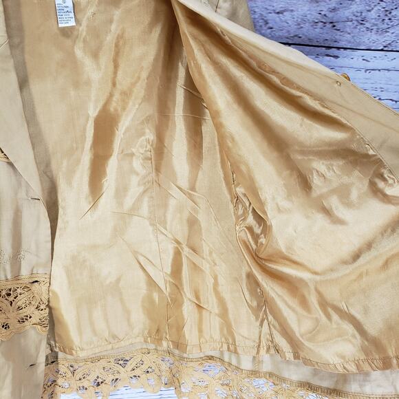 Lino U.S.A. Yellow 100%Linen Embroidered Lace Detail Top Size Small - Picture 9 of 12